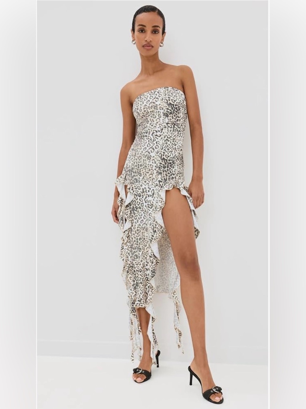 Lioness rendezvous dress - leopard print strapless dress